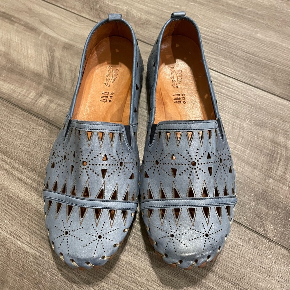 Leather Spring Step Fusaro Grey-Blue Loafer Shoe EU 43/ 11-11.5 - Picture 2 of 8